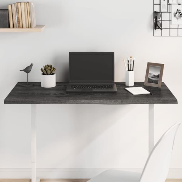 The Living Store bordplade 100x60x2 cm behandlet massivt egetræ mørkebrun -  Bordplader
