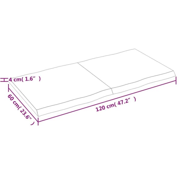 The Living Store Bordsskiva mörkbrun 120x60x(2-4) cm massivt trä levande kant -  Bordsskivor