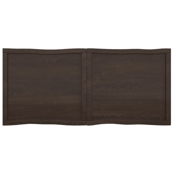 The Living Store bordplade 140x60x(2-4) cm naturlig kant behandlet træ mørkebrun -  Bordplader