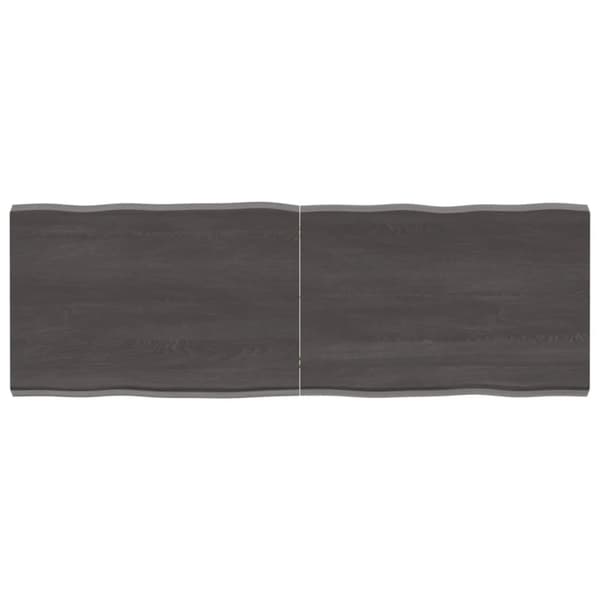 The Living Store bordplade 140x50x(2-4) cm naturlig kant behandlet træ mørkebrun -  Bordplader