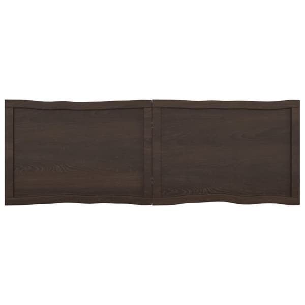 The Living Store bordplade 140x50x(2-4) cm naturlig kant behandlet træ mørkebrun -  Bordplader