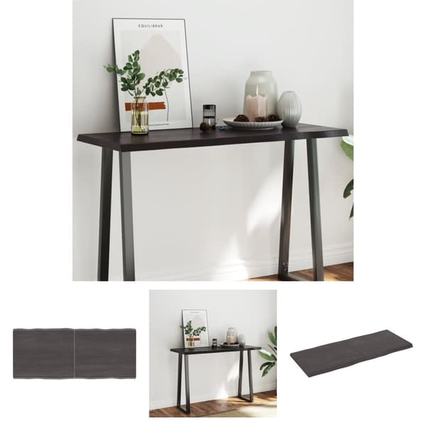 The Living Store Bordsskiva mörkbrun 120x50x(2-4) cm massivt trä levande kant - Bordsskivor