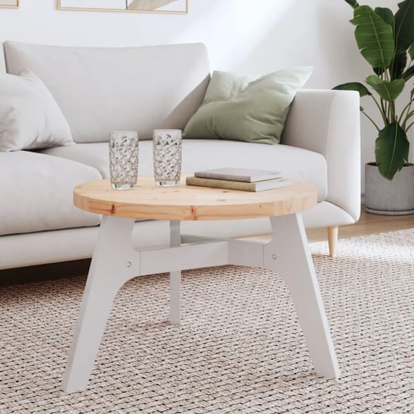 The Living Store bordplade Ø60x3 cm rund massivt fyrretræ - Bordplader