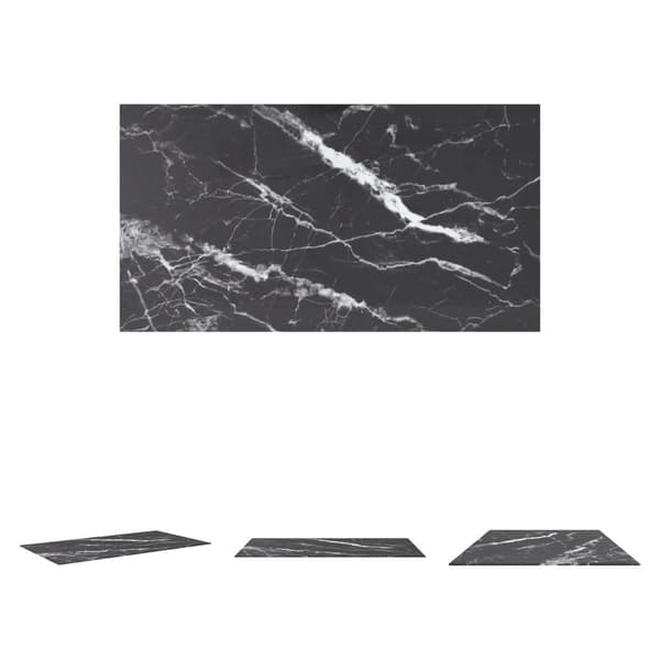 The Living Store Bordsskiva svart 120x65 cm 8 mm härdat glas med marmortextur -  Bordsskivor