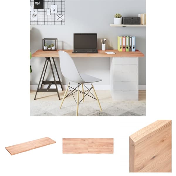 The Living Store bordplade 160x50x(2-4) cm behandlet massivt egetræ lysebrun -  Bordplader