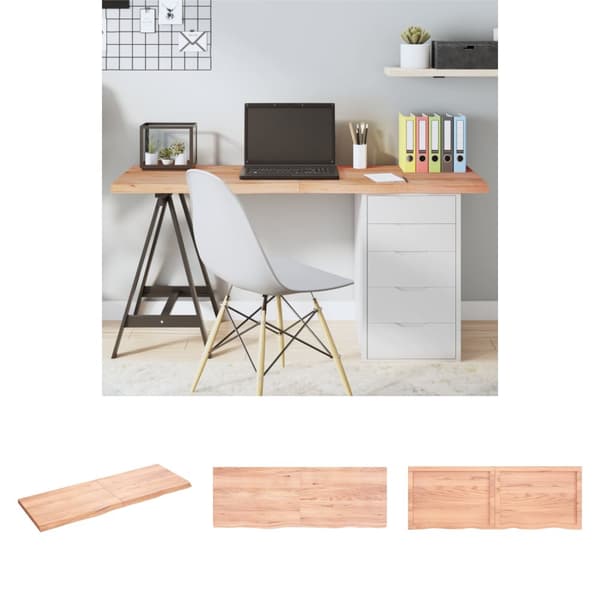 The Living Store Bordsskiva ljusbrun 140x50x(2-4) cm behandlad massiv ek -  Bordsskivor