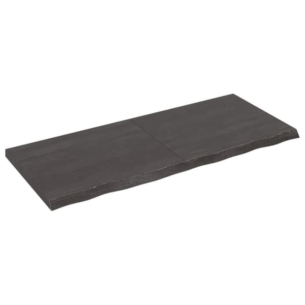 The Living Store bordplade 120x50x(2-4) cm behandlet massivt egetræ mørkebrun -  Bordplader