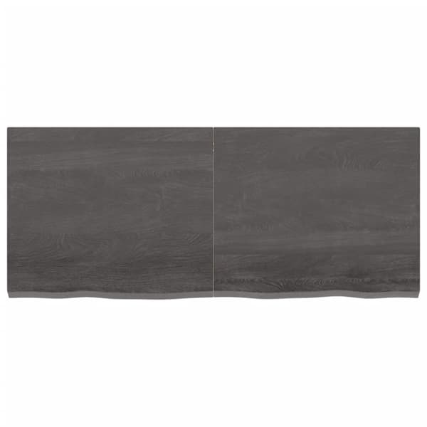 The Living Store bordplade 120x50x(2-4) cm behandlet massivt egetræ mørkebrun -  Bordplader