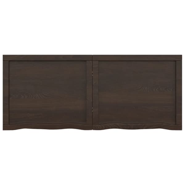 The Living Store bordplade 120x50x(2-4) cm behandlet massivt egetræ mørkebrun -  Bordplader
