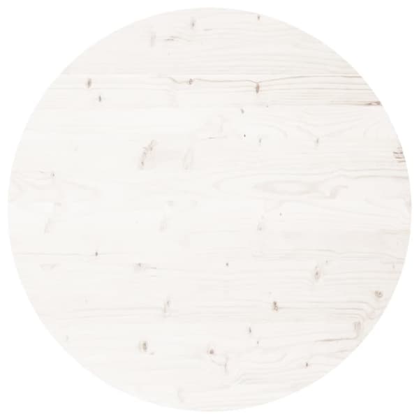The Living Store Bordsskiva rund vit Ø70x3 cm massiv furu -  Bordsskivor
