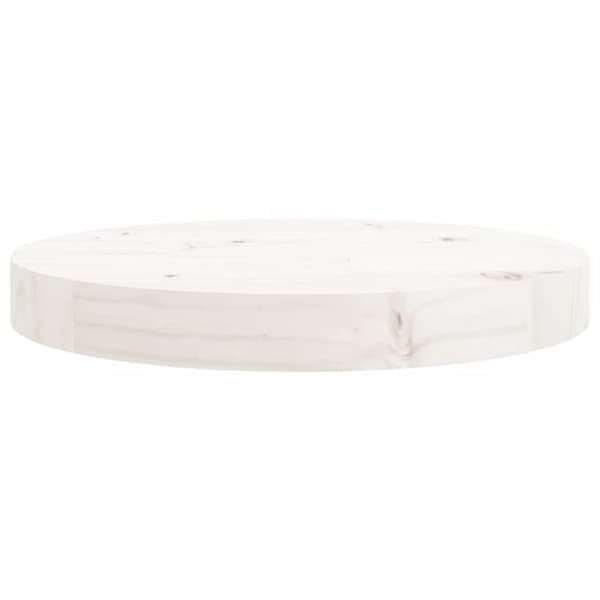 The Living Store Bordsskiva vit Ø30x3 cm massiv furu - Bordsskivor
