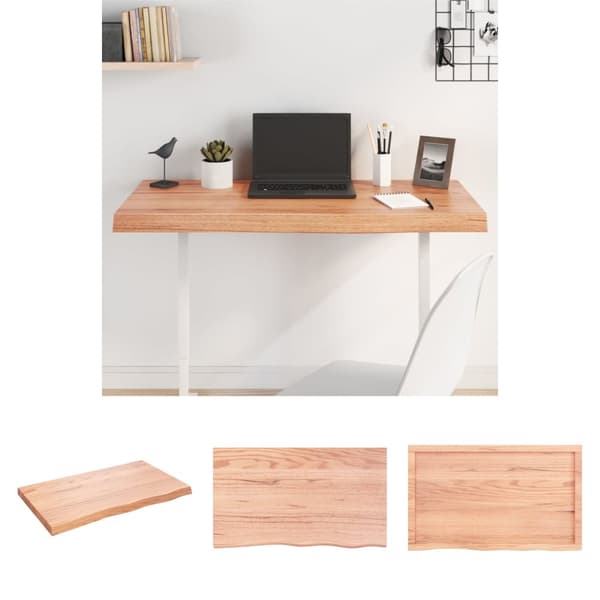 The Living Store Pöytälevy vaaleanruskea 100x60x(2-6) cm käsitelty täystammi -  Pöytälevyt