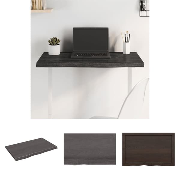 The Living Store Bordsskiva mörkbrun 80x50x(2-4) cm behandlad massiv ek - Bordsskivor