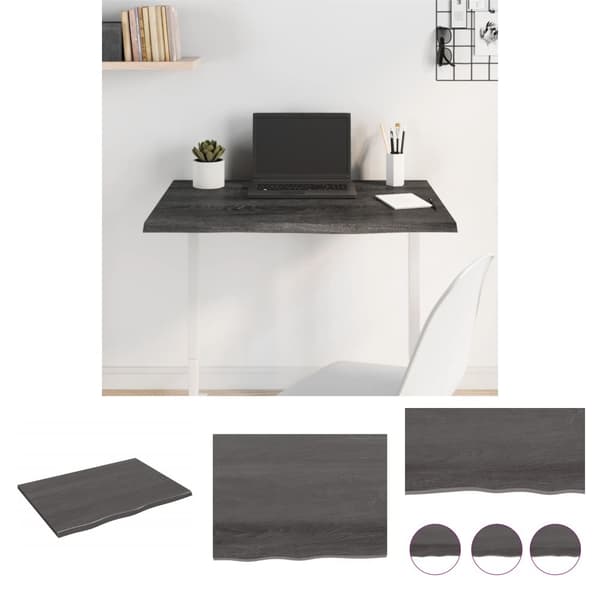 The Living Store Bordsskiva mörkbrun 80x60x2 cm behandlad massiv ek -  Bordsskivor