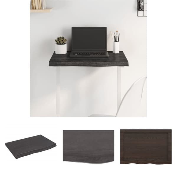 The Living Store bordplade 60x40x(2-4) cm behandlet massivt egetræ mørkebrun -  Bordplader