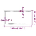 Miniatyrbillede 11 af 11: Bordplader - Living bordplade 100x50x(2-4) cm naturlig kant behandlet træ mørkebrun