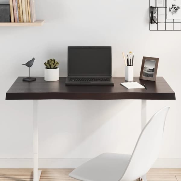 Bordplader - Living bordplade 100x60x(2-4) cm naturlig kant behandlet træ mørkebrun
