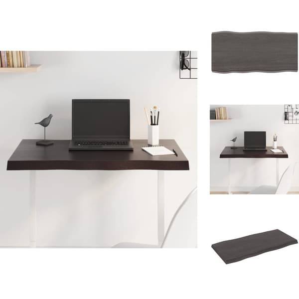 Bordplader - Living bordplade 80x40x(2-4) cm naturlig kant behandlet træ mørkebrun
