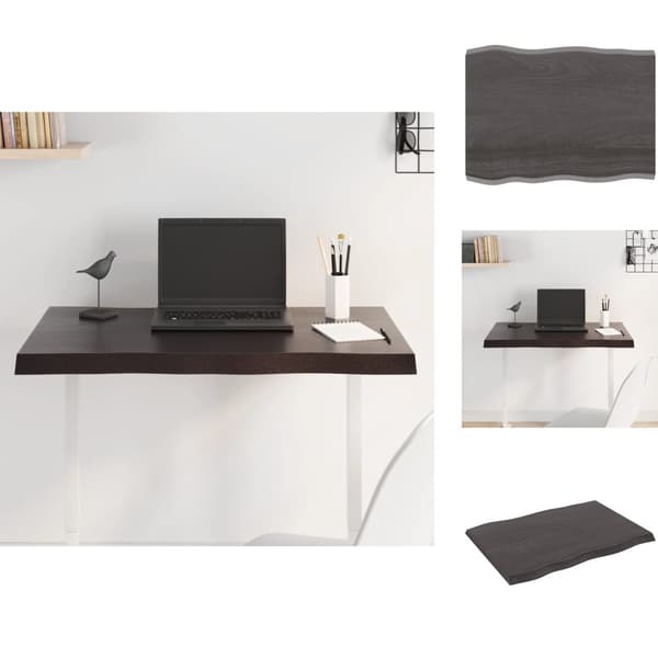 Bordplader - Living bordplade 80x60x(2-4) cm naturlig kant behandlet træ mørkebrun