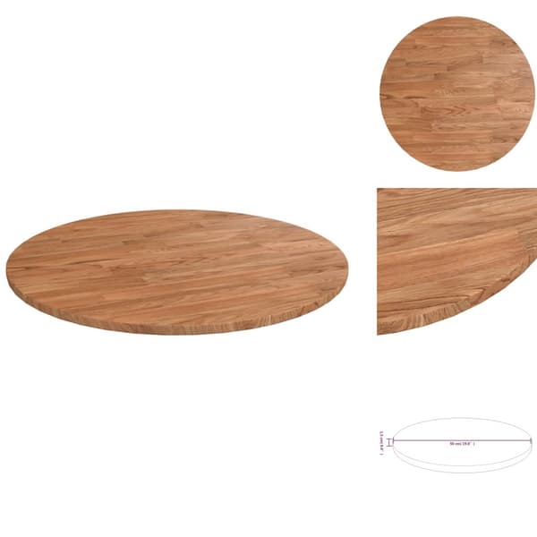 Bordplader - Living rund bordplade Ø50x1,5 cm behandlet massivt egetræ lysebrun