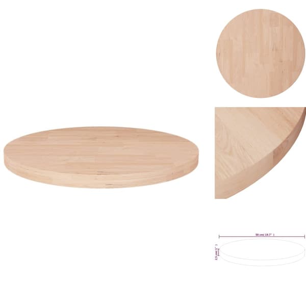 Pöytälevyt - Living Pyöreä pöytälevy Ø50x2,5 cm käsittelemätön täysi tammi