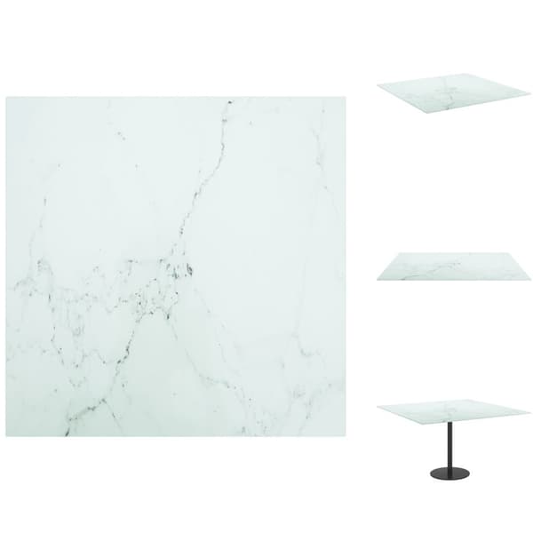 Pöytälevyt - Living Pöytälevy valkoinen 70x70 cm 6 mm karkaistu lasi marmorikuvio