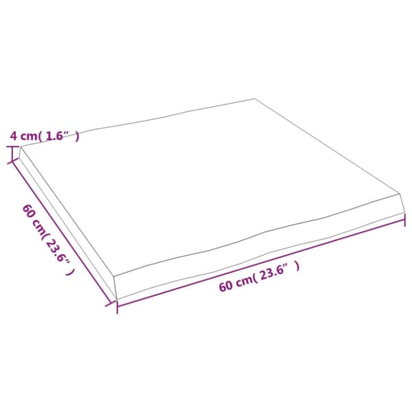 Bordplader - Living bordplade 60x60x(2-4)cm naturlig kant ubehandlet massivt træ