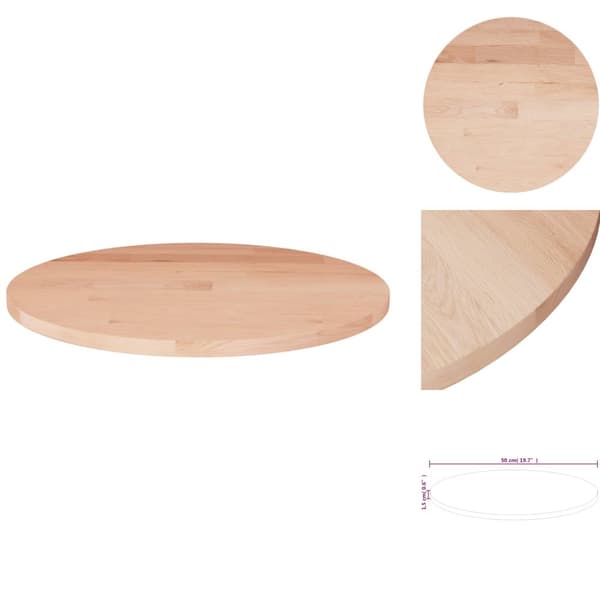 Bordplader - Living rund bordplade Ø50x1,5 cm ubehandlet massivt egetræ