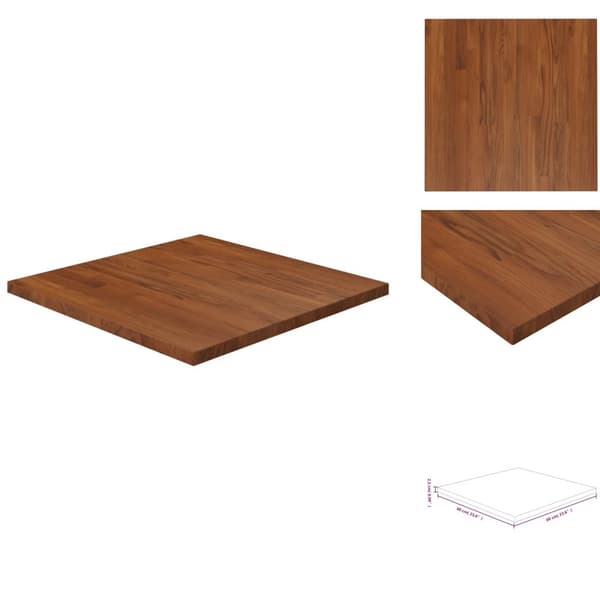 Bordplader - Living firkantet bordplade 60x60x2,5 cm behandlet massivt eg mørkebrun