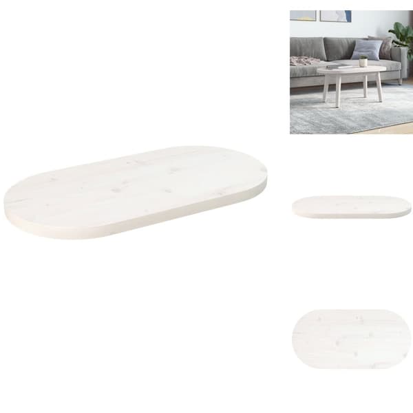 Bordsskivor - Living Bordsskiva vit 60x30x2,5 cm oval massiv furu