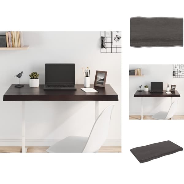 Bordplader - Living bordplade 100x60x(2-6) cm naturlig kant behandlet træ mørkebrun