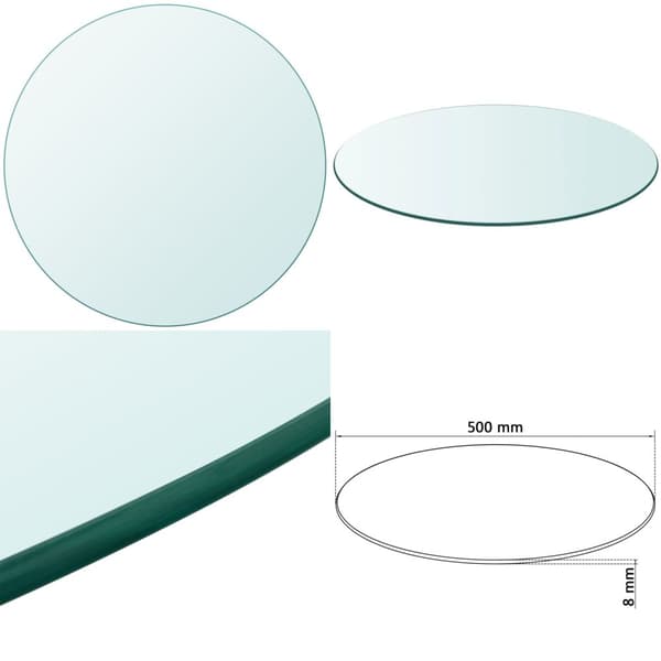 Bordplade hærdet glas rund 500 mm - Bordplade - Bordplader - Home & Living
