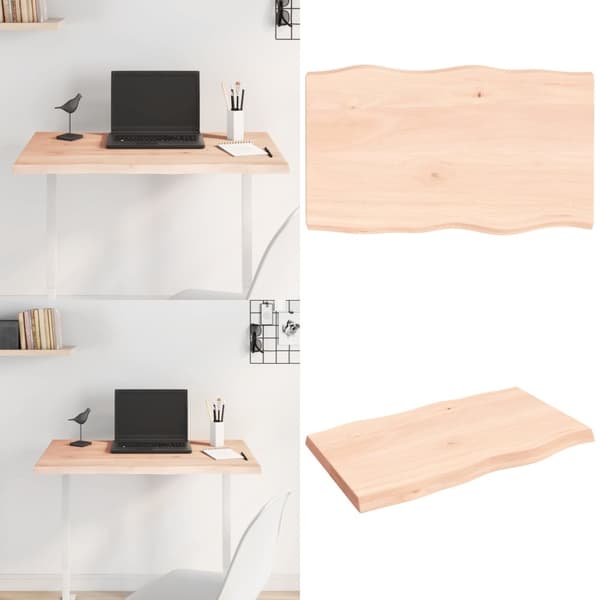 Bordsskiva 100x60x(2-6) cm obehandlad massiv ek levande kant - Bordsskiva - Träbordsskiva - Home & Living