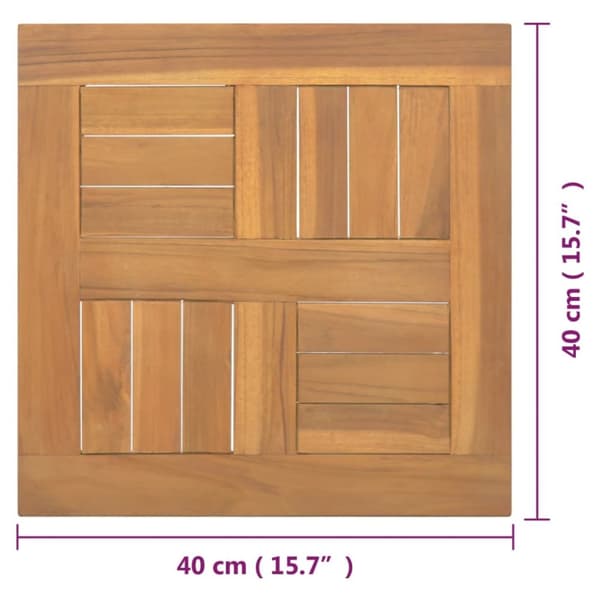 Firkantet bordplade 40x40x2,5 cm massivt teaktræ - Bordplade - Bordplader - Home & Living