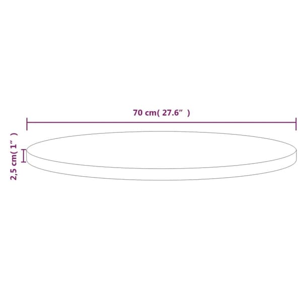 Pöytälevy valkoinen Ø70x2,5 cm täysi mänty - Pöytälevy - Pöytälevyt - Home & Living