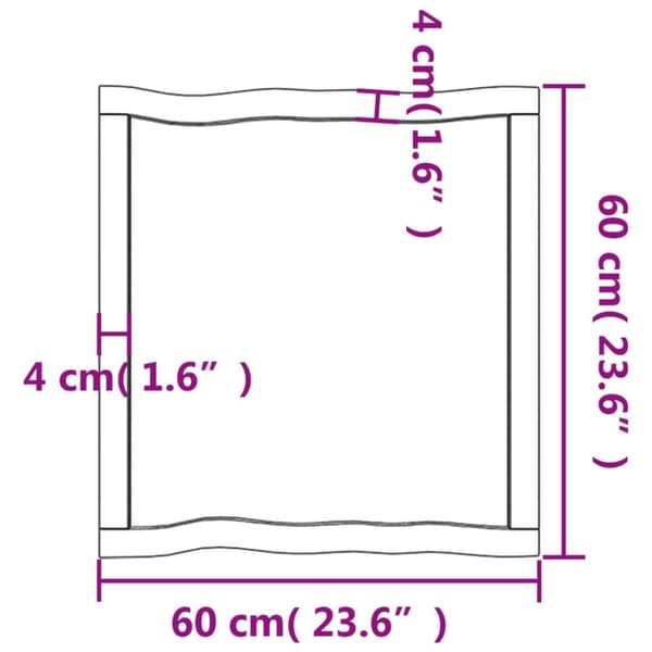 Bordplade 60x60x(2-6) cm naturlig kant behandlet træ lysebrun - Bordplade - Bordplader - Home & Living