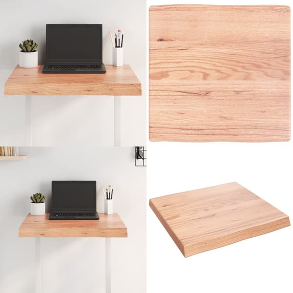 Bordsskiva ljusbrun 60x60x(2-6) cm massivt trä levande kant - Bordsskiva - Träbordsskiva - Home & Living