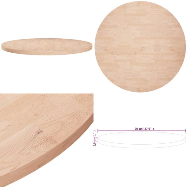 Rund bordsskiva Ø70x2,5 cm obehandlat massiv ek - Bordsskiva - Bordsskivor - Home & Living
