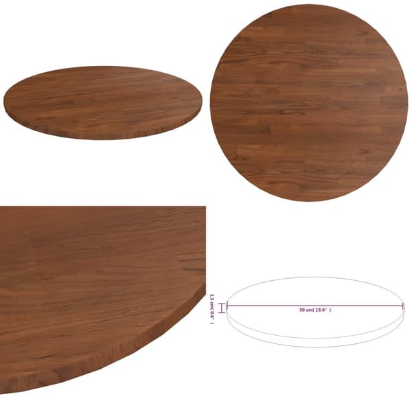 Rund bordsskiva mörkbrun Ø50x1,5 cm behandlad massiv ek - Bordsskiva - Bordsskivor - Home & Living