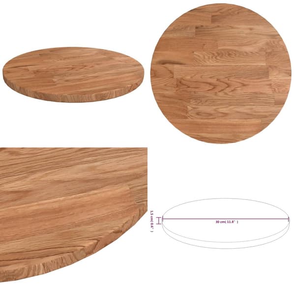 Pyöreä pöytälevy vaaleanruskea Ø 30x1,5 cm käsitelty tammi - Pöytälevy - Pöytälevyt - Home & Living