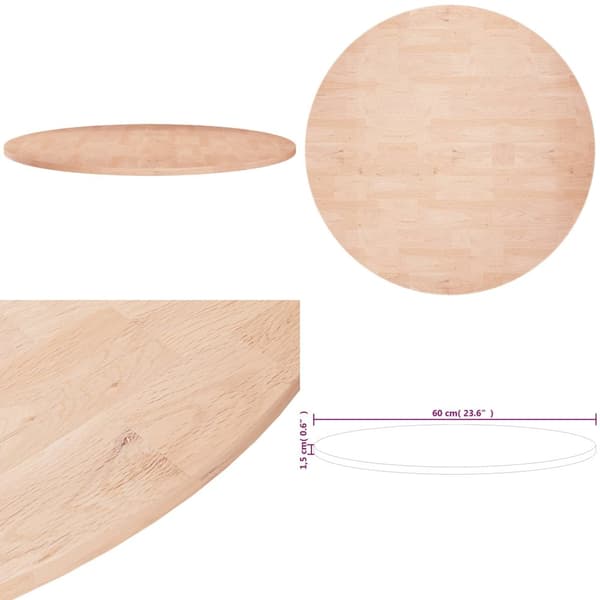 Pyöreä pöytälevy Ø60x1,5 cm käsittelemätön täysi tammi - Pöytälevy - Pöytälevyt - Home & Living