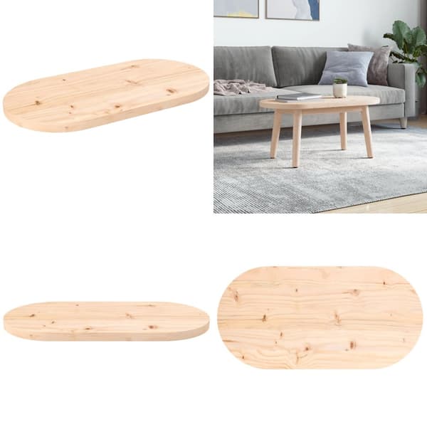 Bordplade 60x30x2,5 cm oval massivt fyrretræ - Bordplade - Bordplader - Home & Living