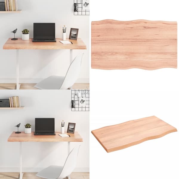 Bordplade 100x60x(2-4) cm naturlig kant behandlet træ lysebrun - Bordplade - Bordplader - Home & Living