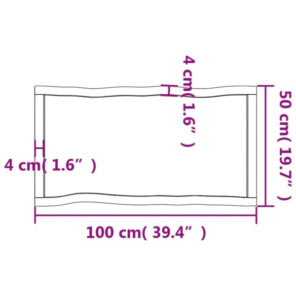 Pöytälevy ruskea 100x50x(2-4)cm käsitelty täystammi elävä reuna - Pöytälevy - Pöytälevyt - Home & Living