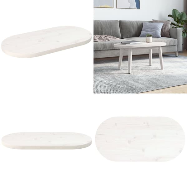 Bordsskiva vit 70x35x2,5 cm oval massiv furu - Bordsskiva - Träbordsskiva - Home & Living