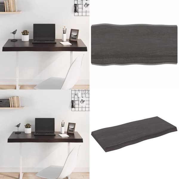 Bordsskiva mörkbrun 100x50x(2-6) cm massivt trä levande kant - Bordsskiva - Träbordsskiva - Home & Living