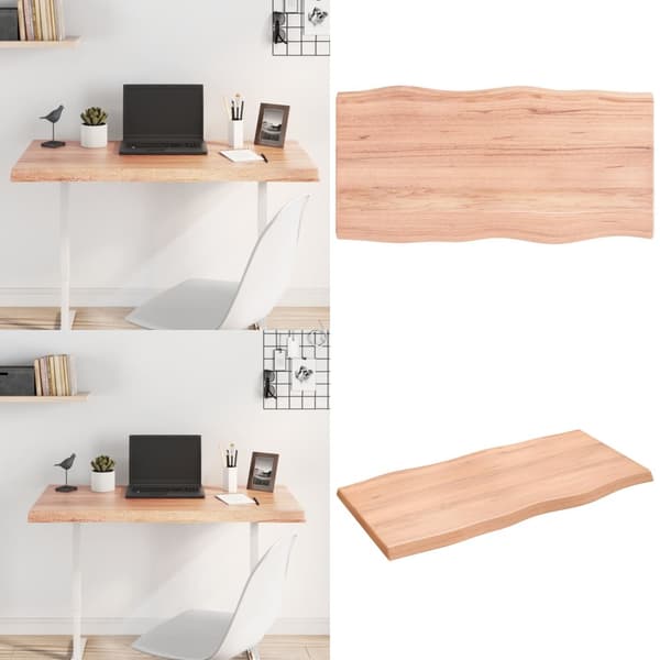 Bordsskiva ljusbrun 100x50x(2-4) cm massivt trä levande kant - Bordsskiva - Träbordsskiva - Home & Living