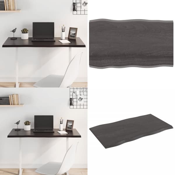 Bordsskiva mörkbrun 100x60x2 cm massiv ek levande kant - Bordsskiva - Träbordsskiva - Home & Living