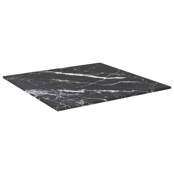 bordplade 40x40 cm 6 mm hærdet glas med marmordesign sort