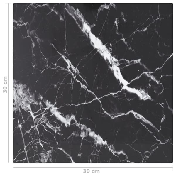 Bordsskiva vit 30x30 cm 6 mm härdat glas med marmortextur